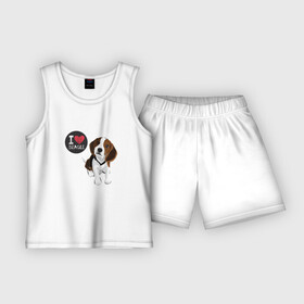 Детская пижама с шортами хлопок с принтом Я люблю Бигля ,  |  | beagle | бигли | бигль | с биглем | с обакой | собака | собаки | собачки