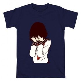 Мужская футболка хлопок с принтом MIRRORS Sad Japanese Aesthetic , 100% хлопок | прямой крой, круглый вырез горловины, длина до линии бедер, слегка спущенное плечо. | Тематика изображения на принте: 