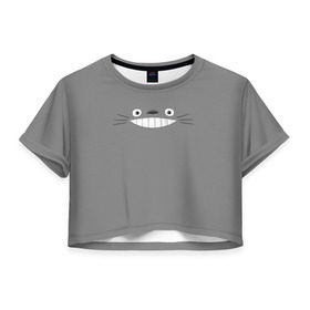 Женская футболка 3D укороченная с принтом Мой сосед Тоторо , 100% полиэстер | круглая горловина, длина футболки до линии талии, рукава с отворотами | totoro | хаяо миядзаки