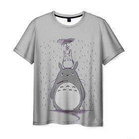 Мужская футболка 3D с принтом Мой сосед Тоторо , 100% полиэфир | прямой крой, круглый вырез горловины, длина до линии бедер | Тематика изображения на принте: totoro | хаяо миядзаки
