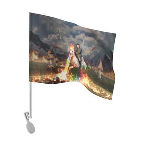 Флаг для автомобиля с принтом Ким чен ын на Единороге , 100% полиэстер | Размер: 30*21 см | 
