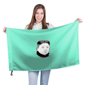 Флаг 3D с принтом Ким чен ын , 100% полиэстер | плотность ткани — 95 г/м2, размер — 67 х 109 см. Принт наносится с одной стороны | 