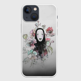 Чехол для iPhone 13 mini с принтом Каонаси в цветах на дымчатом фоне ,  |  | spirited away | миядзаки | хаяо