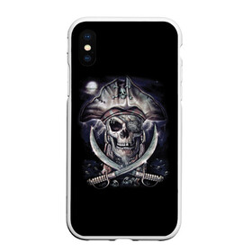 Чехол для iPhone XS Max матовый с принтом Череп пирата , Силикон | Область печати: задняя сторона чехла, без боковых панелей | Тематика изображения на принте: пират | скелет | череп | черепа