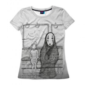 Женская футболка 3D с принтом Унесенные призраками , 100% полиэфир ( синтетическое хлопкоподобное полотно) | прямой крой, круглый вырез горловины, длина до линии бедер | spirited away | миядзаки | хаяо