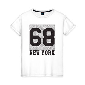 Женская футболка хлопок с принтом New York 68 , 100% хлопок | прямой крой, круглый вырез горловины, длина до линии бедер, слегка спущенное плечо | new york | города | нью йорк | стиль | фракталы
