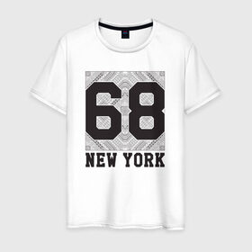 Мужская футболка хлопок с принтом New York 68 , 100% хлопок | прямой крой, круглый вырез горловины, длина до линии бедер, слегка спущенное плечо. | new york | города | нью йорк | стиль | фракталы