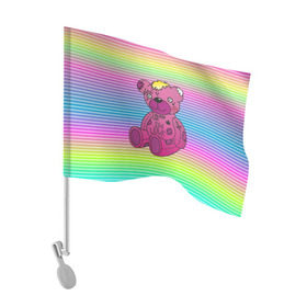 Флаг для автомобиля с принтом Мишка Lil Peep , 100% полиэстер | Размер: 30*21 см | gbc | hip hop | lil peep | love | pink | rap | лил пип | лилпип | медведь | медвежонок | мишка | реп | розовый | рэп | тату | трэп | хип хоп | эмо
