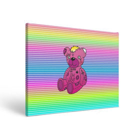 Холст прямоугольный с принтом Мишка Lil Peep , 100% ПВХ |  | gbc | hip hop | lil peep | love | pink | rap | лил пип | лилпип | медведь | медвежонок | мишка | реп | розовый | рэп | тату | трэп | хип хоп | эмо