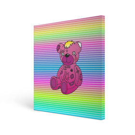 Холст квадратный с принтом Мишка Lil Peep , 100% ПВХ |  | gbc | hip hop | lil peep | love | pink | rap | лил пип | лилпип | медведь | медвежонок | мишка | реп | розовый | рэп | тату | трэп | хип хоп | эмо