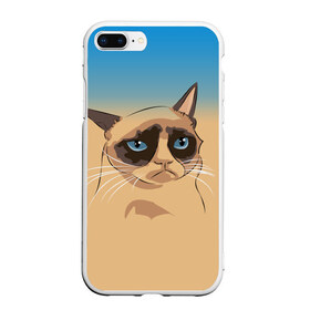 Чехол для iPhone 7Plus/8 Plus матовый с принтом Grumpy cat ART , Силикон | Область печати: задняя сторона чехла, без боковых панелей | cat | grumpy | грустный кот | киса | кот | котэ | котяра | кошка | мем | сердитый кот