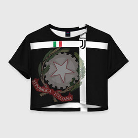Женская футболка 3D укороченная с принтом Juventus - форма , 100% полиэстер | круглая горловина, длина футболки до линии талии, рукава с отворотами | cr7 | geometry | juve | juventus | ronaldo | texture | геометрия | герб италии | звезда | роналдо | текстура | флаг италии | ювентус