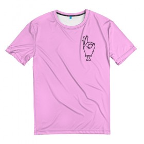 Мужская футболка 3D с принтом Zero Death Pink , 100% полиэфир | прямой крой, круглый вырез горловины, длина до линии бедер | 