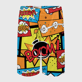 Детские спортивные шорты 3D с принтом Boom Pop Art ,  100% полиэстер
 | пояс оформлен широкой мягкой резинкой, ткань тянется
 | pop art | style | безумство | комикс | лейблы | микс | поп арт | яркие | яркое | яркости