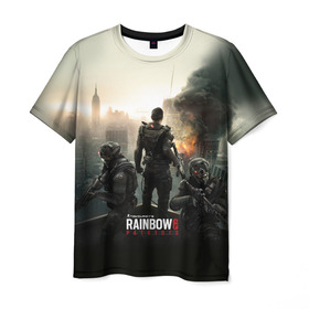Мужская футболка 3D с принтом Rainbow Six , 100% полиэфир | прямой крой, круглый вырез горловины, длина до линии бедер | pvp | воин | герой | огонь | оружия | призрак | снайпер | сражения | тактический | шутер