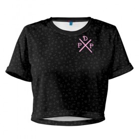 Женская футболка Cropp-top с принтом PewDiePie , 100% полиэстер | круглая горловина, длина футболки до линии талии, рукава с отворотами | 