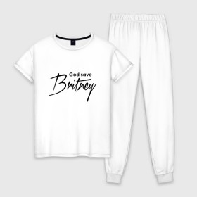 Женская пижама хлопок с принтом God save Britney , 100% хлопок | брюки и футболка прямого кроя, без карманов, на брюках мягкая резинка на поясе и по низу штанин | baby one more time | britney spears | oops | бритни спирс