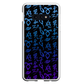 Чехол для Samsung S10E с принтом Blue runes , Силикон | Область печати: задняя сторона чехла, без боковых панелей | freeform | shadowhunters | доминик шервуд | клэри фрэй | кэтрин макнамара | фэнтази