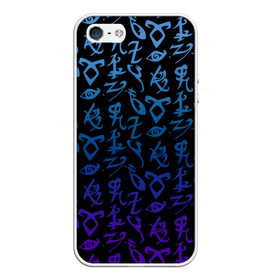 Чехол для iPhone 5/5S матовый с принтом Blue runes , Силикон | Область печати: задняя сторона чехла, без боковых панелей | freeform | shadowhunters | доминик шервуд | клэри фрэй | кэтрин макнамара | фэнтази