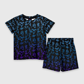Детский костюм с шортами 3D с принтом Blue runes ,  |  | Тематика изображения на принте: freeform | shadowhunters | доминик шервуд | клэри фрэй | кэтрин макнамара | фэнтази