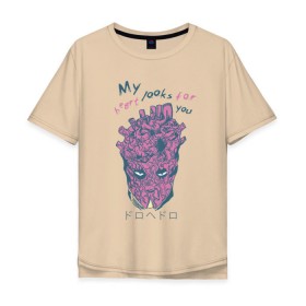 Мужская футболка хлопок Oversize с принтом Dorohedoro , 100% хлопок | свободный крой, круглый ворот, “спинка” длиннее передней части | Тематика изображения на принте: anime | dorohedoro | heart | manga | pink