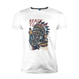 Мужская футболка премиум с принтом Индейцы , 92% хлопок, 8% лайкра | приталенный силуэт, круглый вырез ворота, длина до линии бедра, короткий рукав | Тематика изображения на принте: аборигены | ацтеки | воин | индеец | майя | маска | племена | племя | с топором