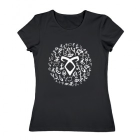Женская футболка хлопок с принтом Shadowhunters руны , 100% хлопок | прямой крой, круглый вырез горловины, длина до линии бедер, слегка спущенное плечо | freeform | shadowhunters | доминик шервуд | клэри фрэй | кэтрин макнамара | фэнтази