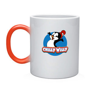 Кружка хамелеон с принтом Чилли Вилли , керамика | меняет цвет при нагревании, емкость 330 мл | chili vili | chilli willi | chilly willy | пингвин | пингвиненок | чили вили | чилли вилли