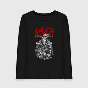 Женский лонгслив хлопок с принтом Slayer , 100% хлопок |  | slayer | гэри холт | керри кинг | пол бостаф | рок группа | слаер | слайер | слеар | слеер | слейр | слеяр | том арайа | хеви