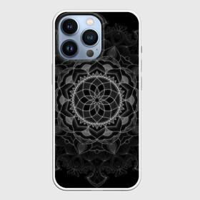 Чехол для iPhone 13 Pro с принтом Мандала ,  |  | Тематика изображения на принте: black | circle | draw | flower | ink | mandala | ornament | pattern | абстракт | геометрия | жизнь | круг | круговой | орнамент | паттерн | симметрия | узоры | цветок | чернила