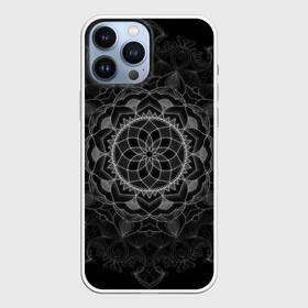 Чехол для iPhone 13 Pro Max с принтом Мандала ,  |  | Тематика изображения на принте: black | circle | draw | flower | ink | mandala | ornament | pattern | абстракт | геометрия | жизнь | круг | круговой | орнамент | паттерн | симметрия | узоры | цветок | чернила