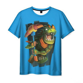 Мужская футболка 3D с принтом Rex / Fortnite , 100% полиэфир | прямой крой, круглый вырез горловины, длина до линии бедер | battle | fortnite | rax | rex | royale | битва | динозавр | королевская | рекс | фортнайт