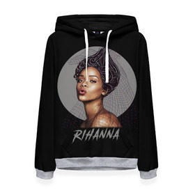 Женская толстовка 3D с принтом Rihanna , 100% полиэстер  | двухслойный капюшон со шнурком для регулировки, мягкие манжеты на рукавах и по низу толстовки, спереди карман-кенгуру с мягким внутренним слоем. | rihanna | риана | рианна