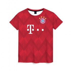 Женская футболка 3D с принтом Bayern home 18-19 , 100% полиэфир ( синтетическое хлопкоподобное полотно) | прямой крой, круглый вырез горловины, длина до линии бедер | bayern | champions | david | home | james | league | munchen | rodriguez | бавария | германия | домашняя | лига | мюнхен | родригес | хамес | чемпионов