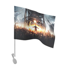 Флаг для автомобиля с принтом Frostpunk - city , 100% полиэстер | Размер: 30*21 см | 