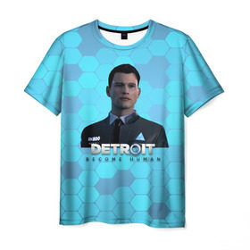 Мужская футболка 3D с принтом Detroit: Become Human , 100% полиэфир | прямой крой, круглый вырез горловины, длина до линии бедер | android | connor | dbh | detroit | detroit become human | deviant | game | gamer | андроид | девиант | детройт | игра | коннор