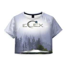Женская футболка 3D укороченная с принтом Elex , 100% полиэстер | круглая горловина, длина футболки до линии талии, рукава с отворотами | 