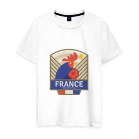 Мужская футболка хлопок с принтом Франция , 100% хлопок | прямой крой, круглый вырез горловины, длина до линии бедер, слегка спущенное плечо. | 