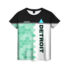 Женская футболка 3D с принтом Detroit: Become Human , 100% полиэфир ( синтетическое хлопкоподобное полотно) | прямой крой, круглый вырез горловины, длина до линии бедер | android | dbh | detroit | detroit become human | deviant | game | gamer | андроид | девиант | детройт | игра | костюм