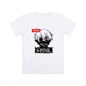 Детская футболка хлопок с принтом Токийский гуль , 100% хлопок | круглый вырез горловины, полуприлегающий силуэт, длина до линии бедер | 