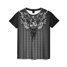 Женская футболка 3D с принтом Крылья и цепи , 100% полиэфир ( синтетическое хлопкоподобное полотно) | прямой крой, круглый вырез горловины, длина до линии бедер | 