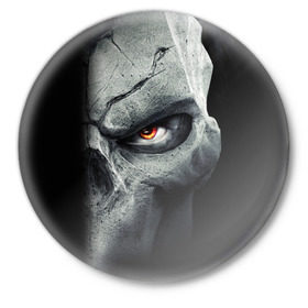 Значок с принтом Darksiders II: Death Lives ,  металл | круглая форма, металлическая застежка в виде булавки | ад | апокалипсис | война | тьма
