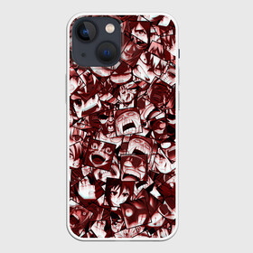 Чехол для iPhone 13 mini с принтом Ярость аниме ,  |  | ahegao | anime | manga | злость | комиксы | красный | крик | лица | лицо | манга | паттрен | фрагменты