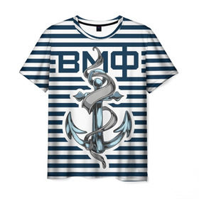 Мужская футболка 3D с принтом Якорь ВМФ , 100% полиэфир | прямой крой, круглый вырез горловины, длина до линии бедер | военно морской флот | тельняшка | флот