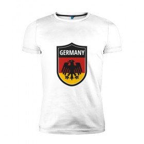 Мужская футболка премиум с принтом Germany , 92% хлопок, 8% лайкра | приталенный силуэт, круглый вырез ворота, длина до линии бедра, короткий рукав | football | germany | sport | германия | мяч | нойер | орёл | сборная | спорт | флаг | футбол | чемпионат мира