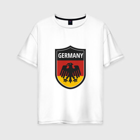 Женская футболка хлопок Oversize с принтом Germany , 100% хлопок | свободный крой, круглый ворот, спущенный рукав, длина до линии бедер
 | football | germany | sport | германия | мяч | нойер | орёл | сборная | спорт | флаг | футбол | чемпионат мира