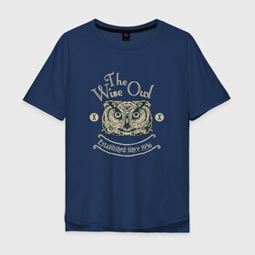 Мужская футболка хлопок Oversize с принтом Сова , 100% хлопок | свободный крой, круглый ворот, “спинка” длиннее передней части | мудрая | мудрость | мудрый | птица | птицы | птичка | с совой | сова | совы