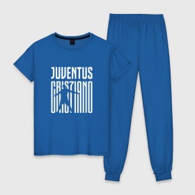 Женская пижама хлопок с принтом Juventus - Cristiano Ronaldo 7 , 100% хлопок | брюки и футболка прямого кроя, без карманов, на брюках мягкая резинка на поясе и по низу штанин | 0x000000123 | cristiano ronaldo | juventus | криштиано роналдо | ювентус