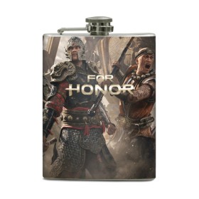 Фляга с принтом FOR HONOR , металлический корпус | емкость 0,22 л, размер 125 х 94 мм. Виниловая наклейка запечатывается полностью | Тематика изображения на принте: for honor | викинги | игра | рыцари | средневековье | япония