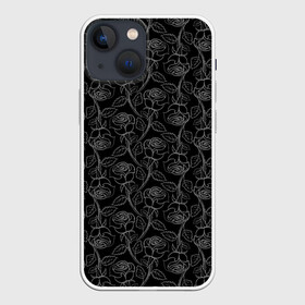 Чехол для iPhone 13 mini с принтом Розы   Tattoo style ,  |  | flower | flowers | rose | roses | style | tattoo | роза | розочка | тату | текстура | узор | цветы